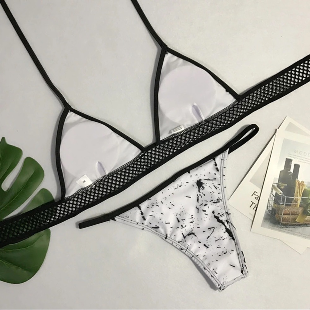 Sexy Strap 2-pcs Lace Bikini Swimsuit Size Medium - Picture 3 of 5